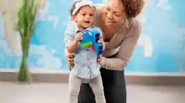 teacher with young child