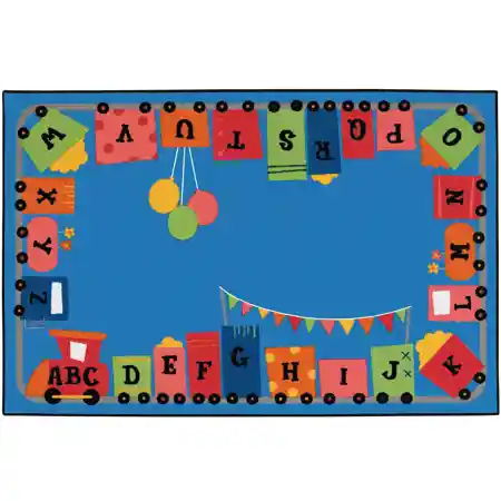 KID$ Value Classroom Rugs™, Alpha Fun Train, Rectangle 4' x 6'