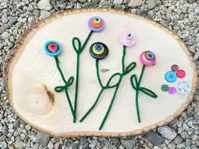 Button Flowers literacy and art activity