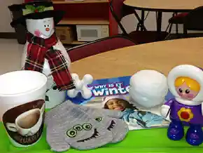 Tray with winter seasonal items