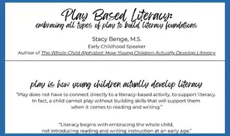 Note Taking Outline for Play-Based Literacy Webinar